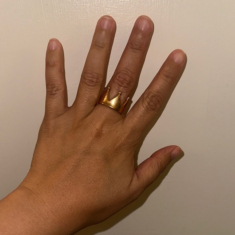 Gold Crown Statement Ring - image 1